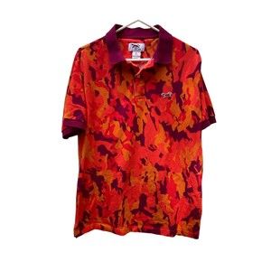 Retro Fox orange camo polo shirt size Large‎